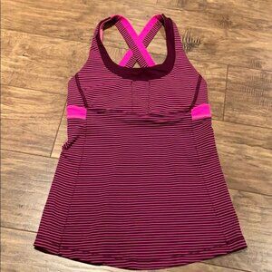 Lululemon scoop neck tank top striped pink